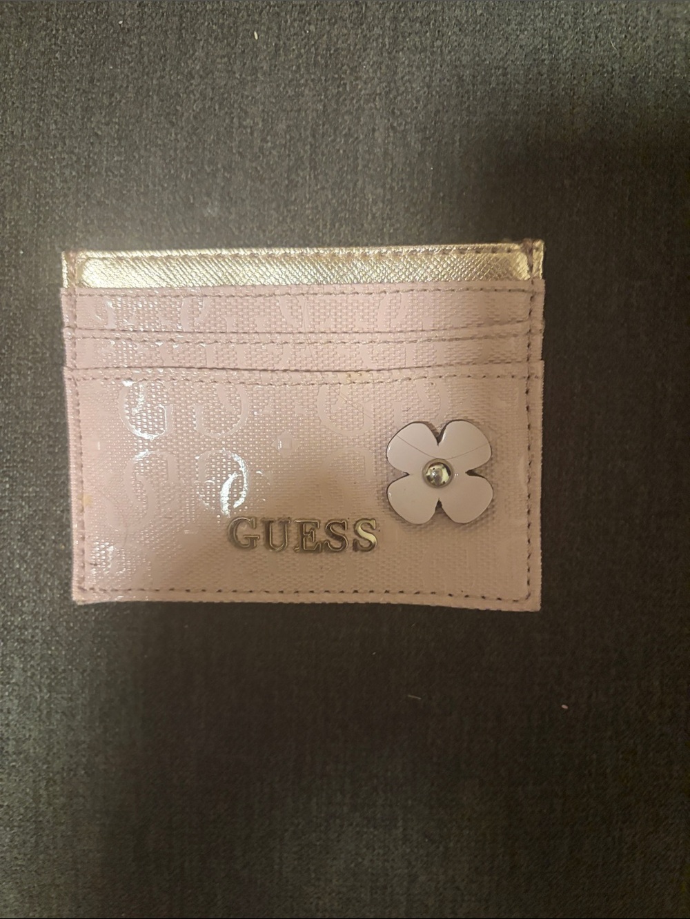 GUESS Light Pink Glossy Floral Card Case